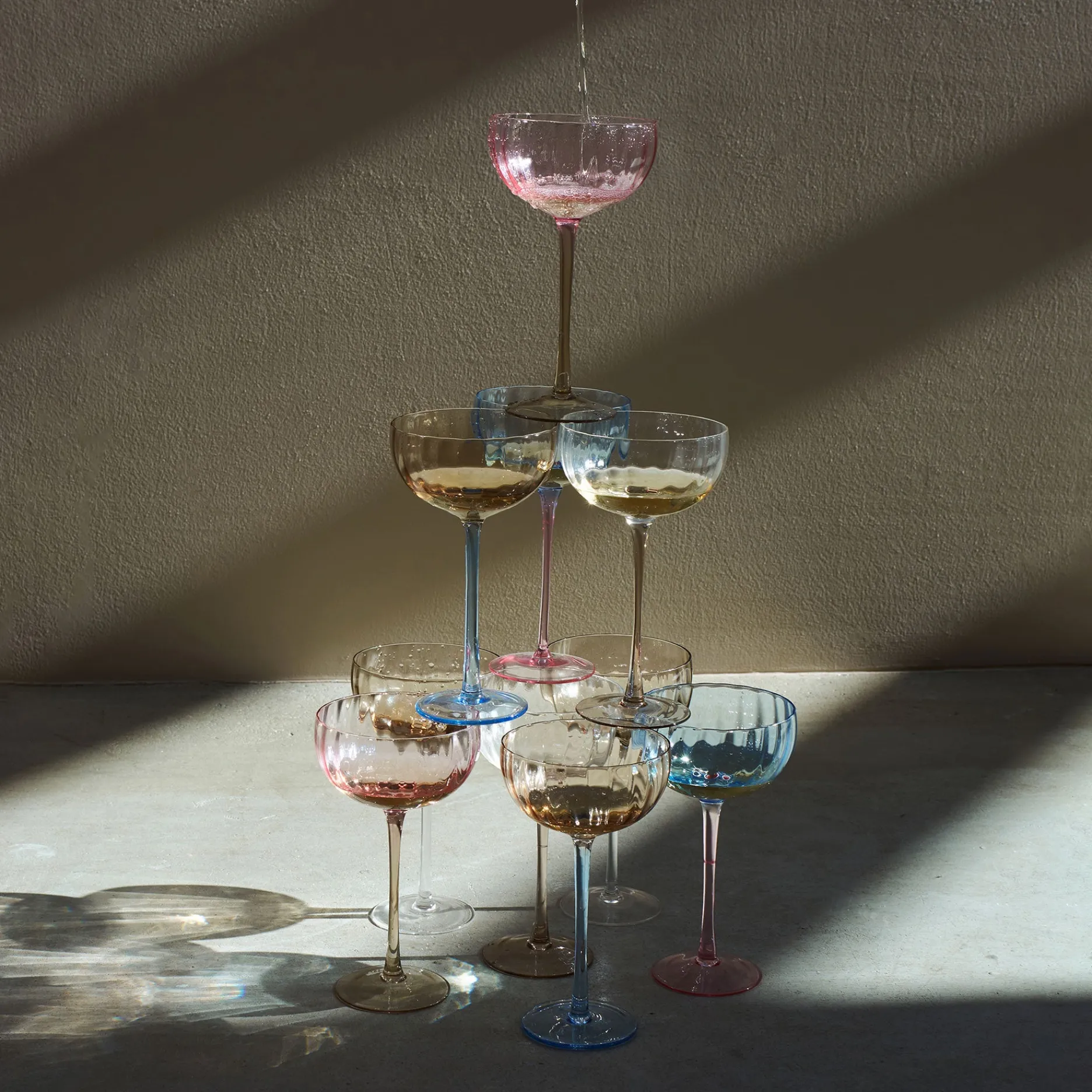 Sinnerup Glas-Candy Blue Champagneskål