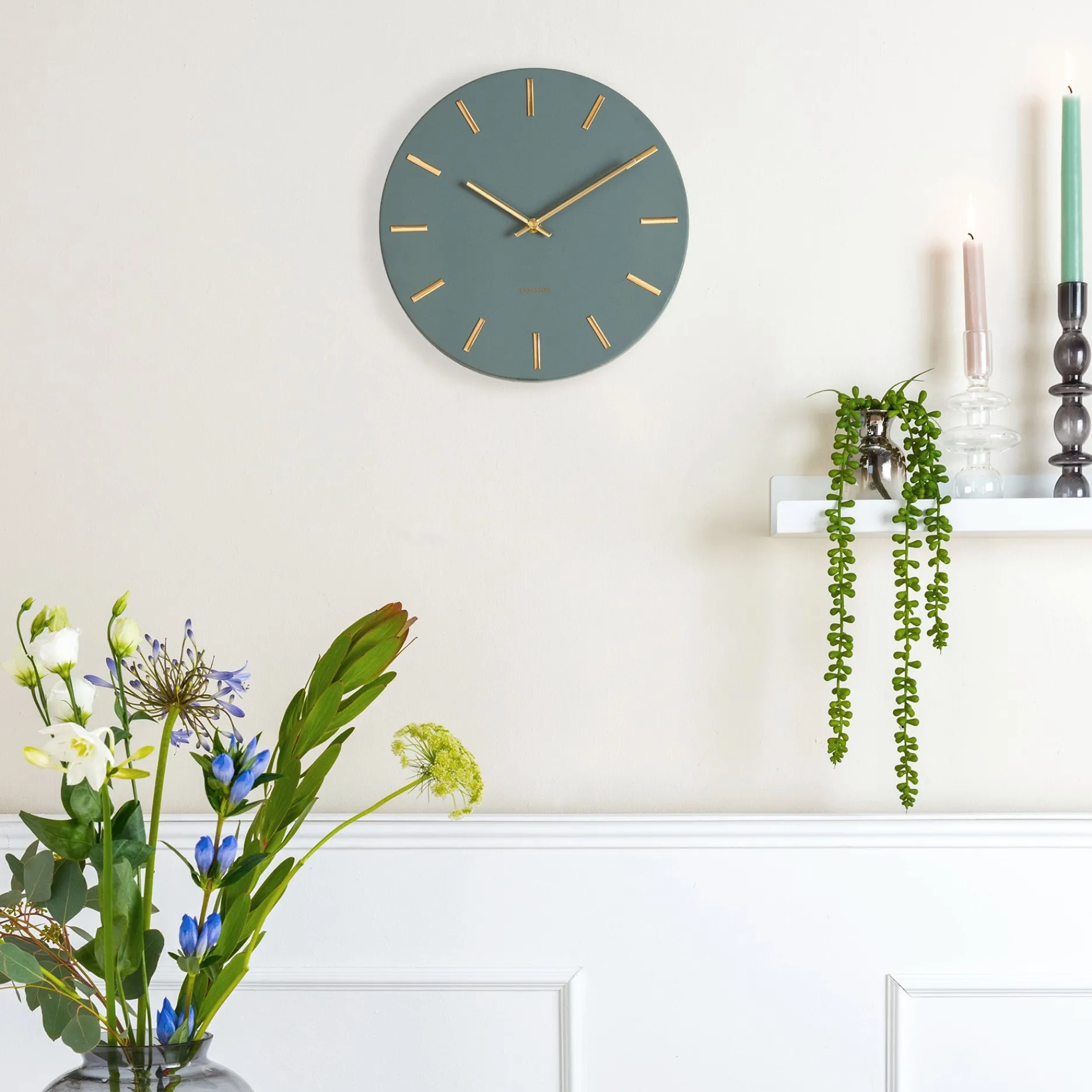 Karlsson Vægure|Vægure-Charm vægur Ø30 cm jungle green