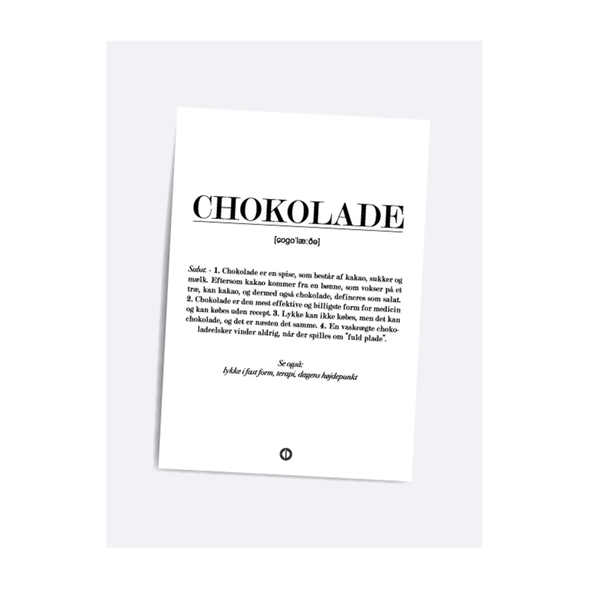 Dialægt/Citatplakat Plakater Og Billeder-Chokolade Definitions