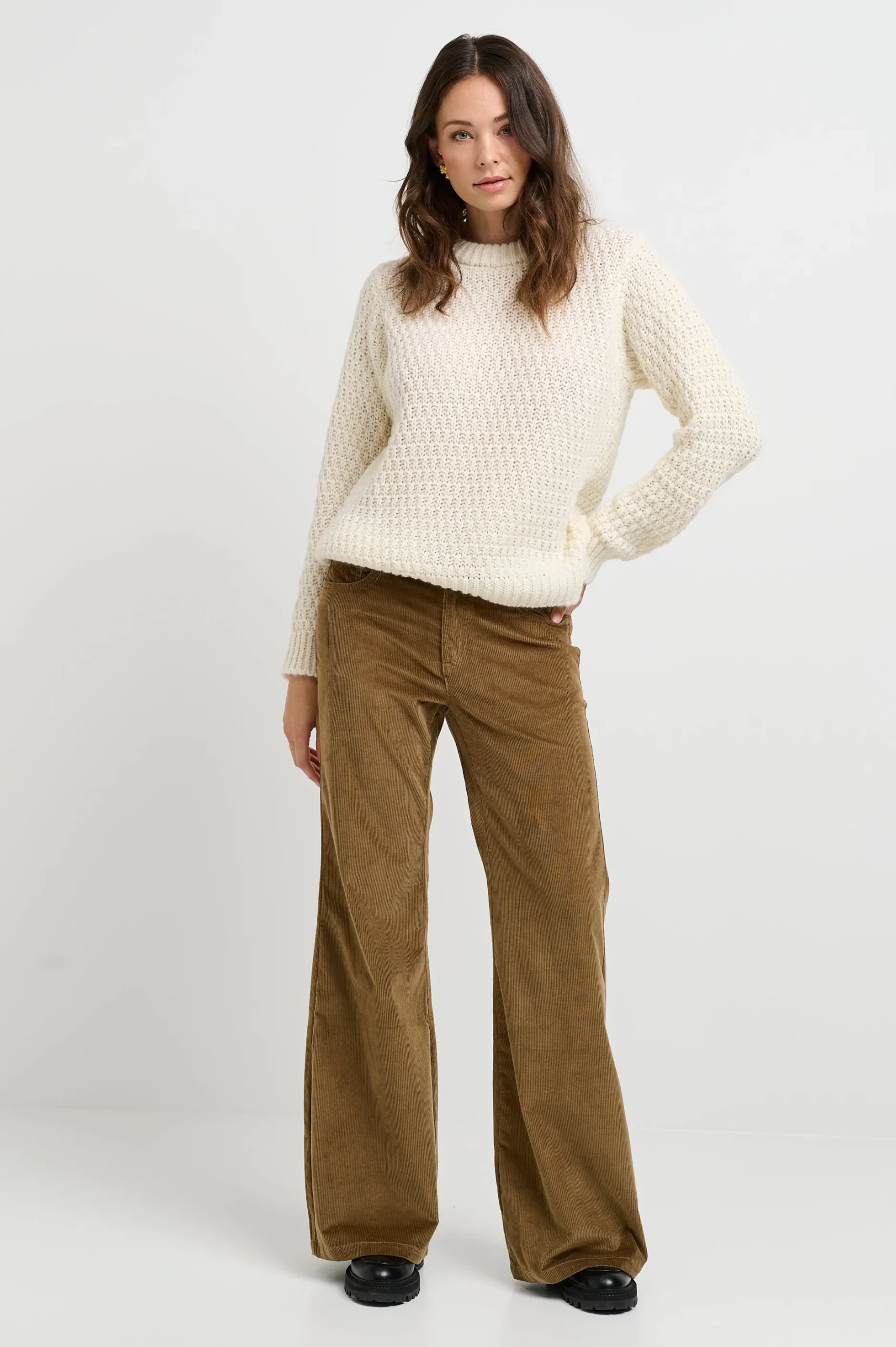 Créton Bukser-CRVolume wide jeans i fløjl