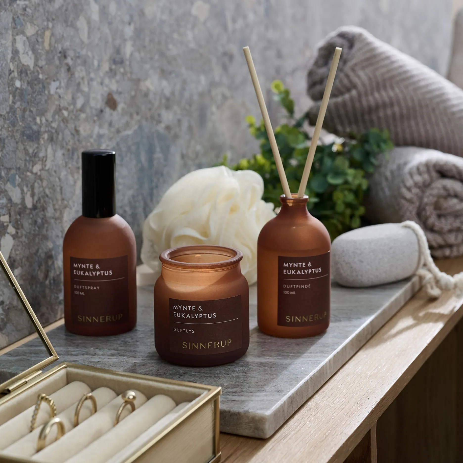 Sinnerup Wellness-Duftsæt Brun Mist Mynte/Eukalyptus