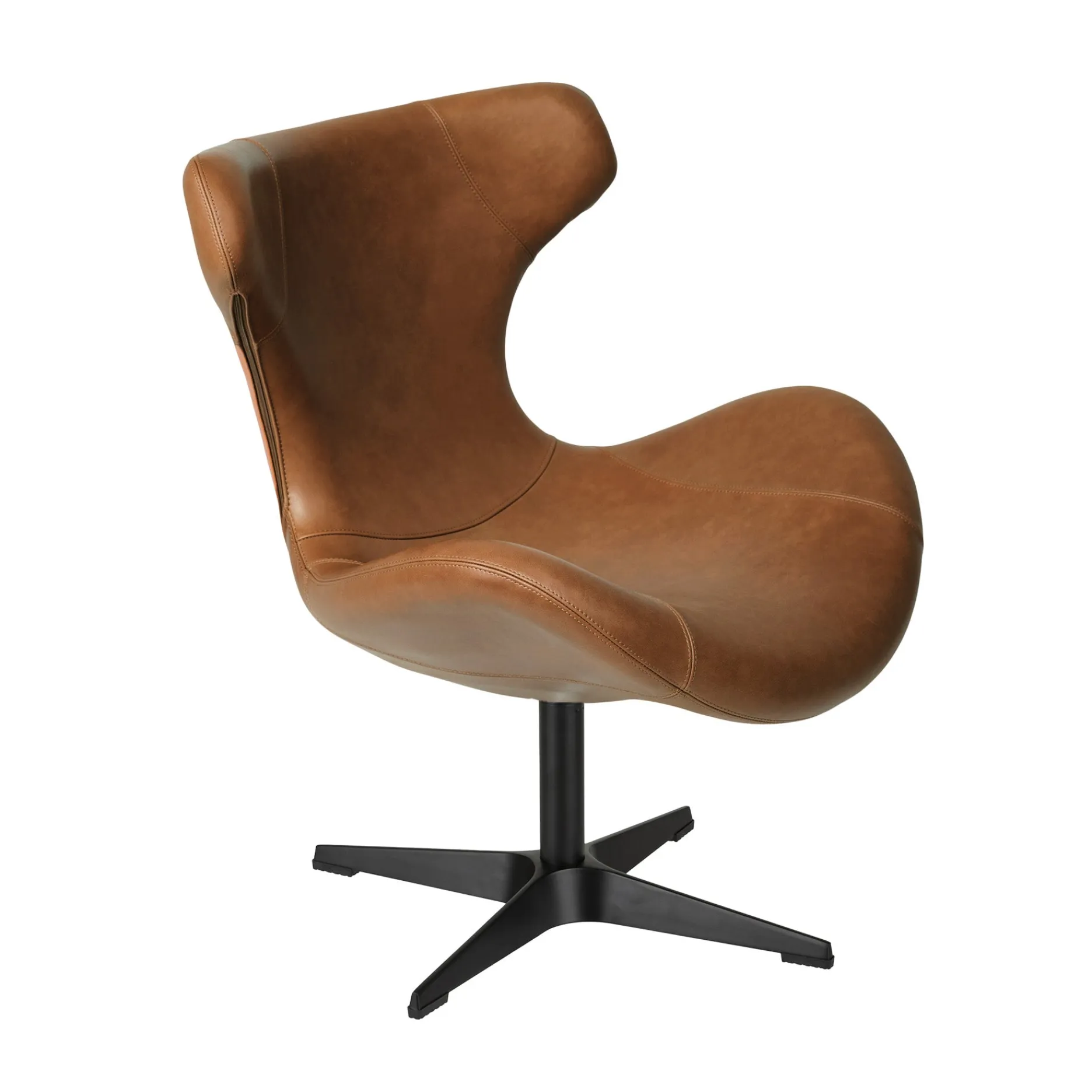 Furniture by Sinnerup Loungestole-Kato loungestol læder m. sort drejesokkel