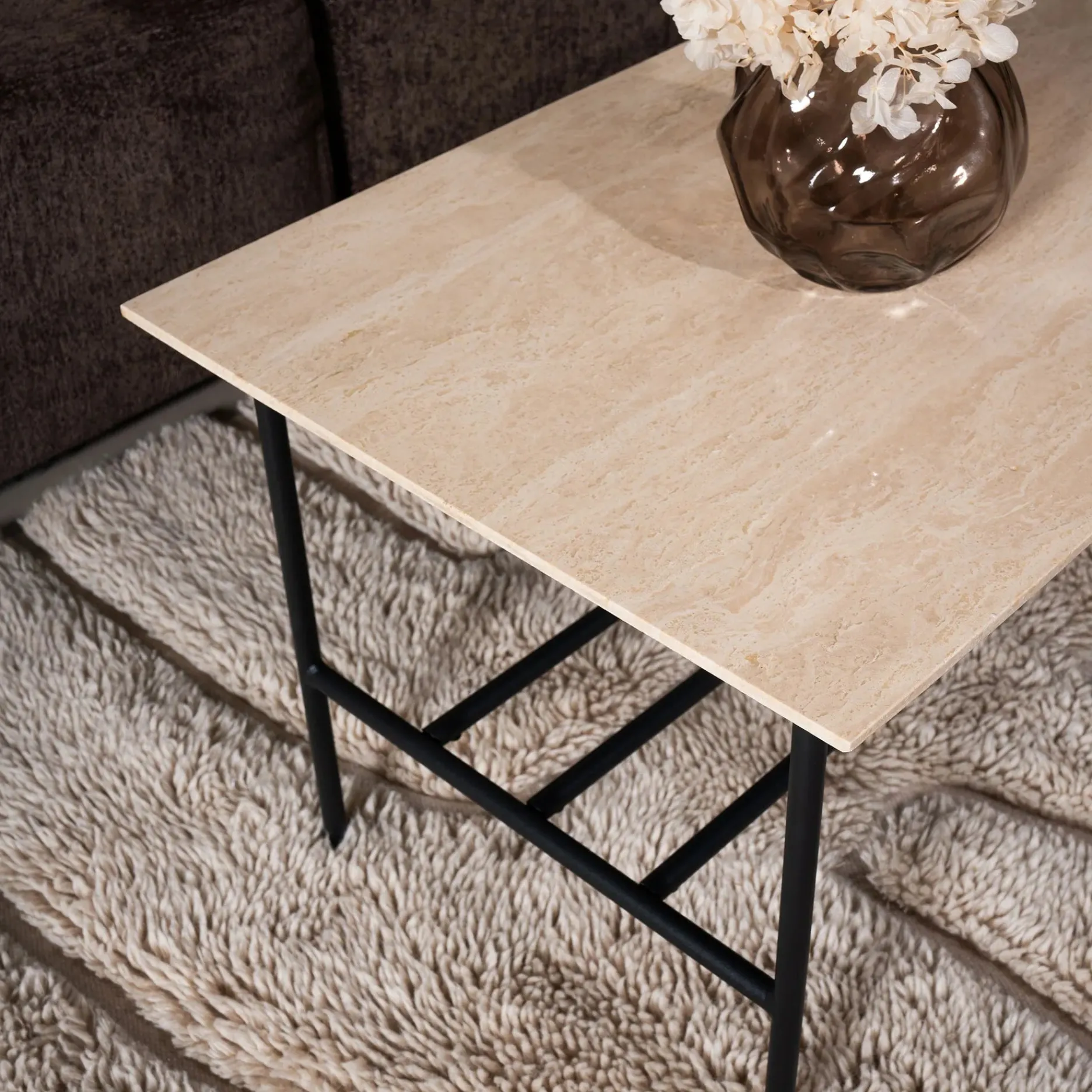 Furniture by Sinnerup Sofaborde-LINES II sofabord i travertin 100x50 cm
