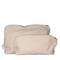 Omhu Wellness-Makeup pung 24x15 cm mini strib sand