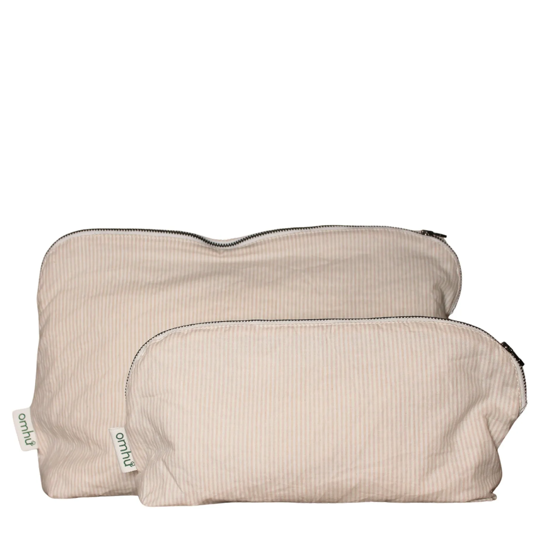 Omhu Wellness-Makeup pung 24x15 cm mini strib sand