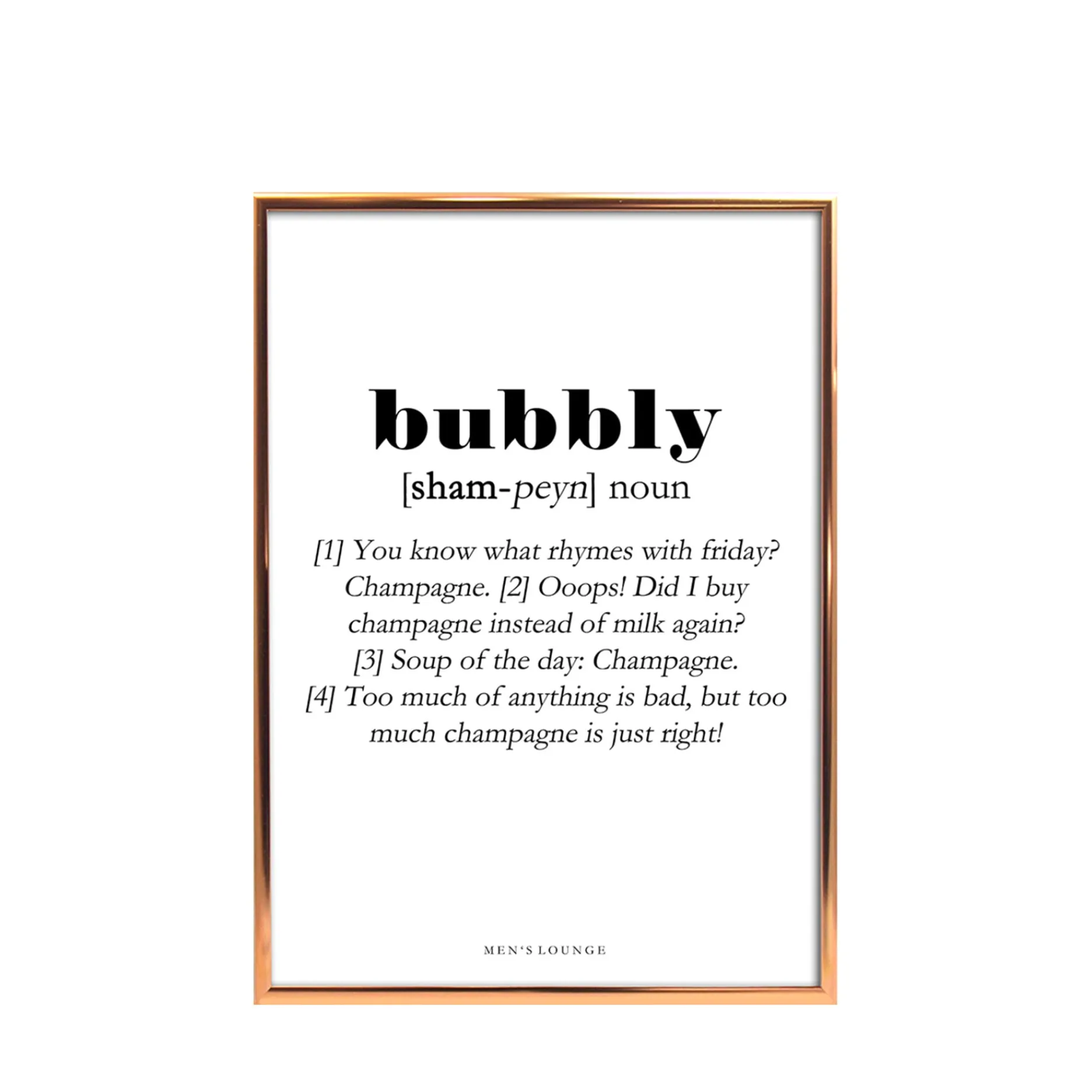 Men's Lounge Plakater Og Billeder-Plakat - Bubbly Definition A4