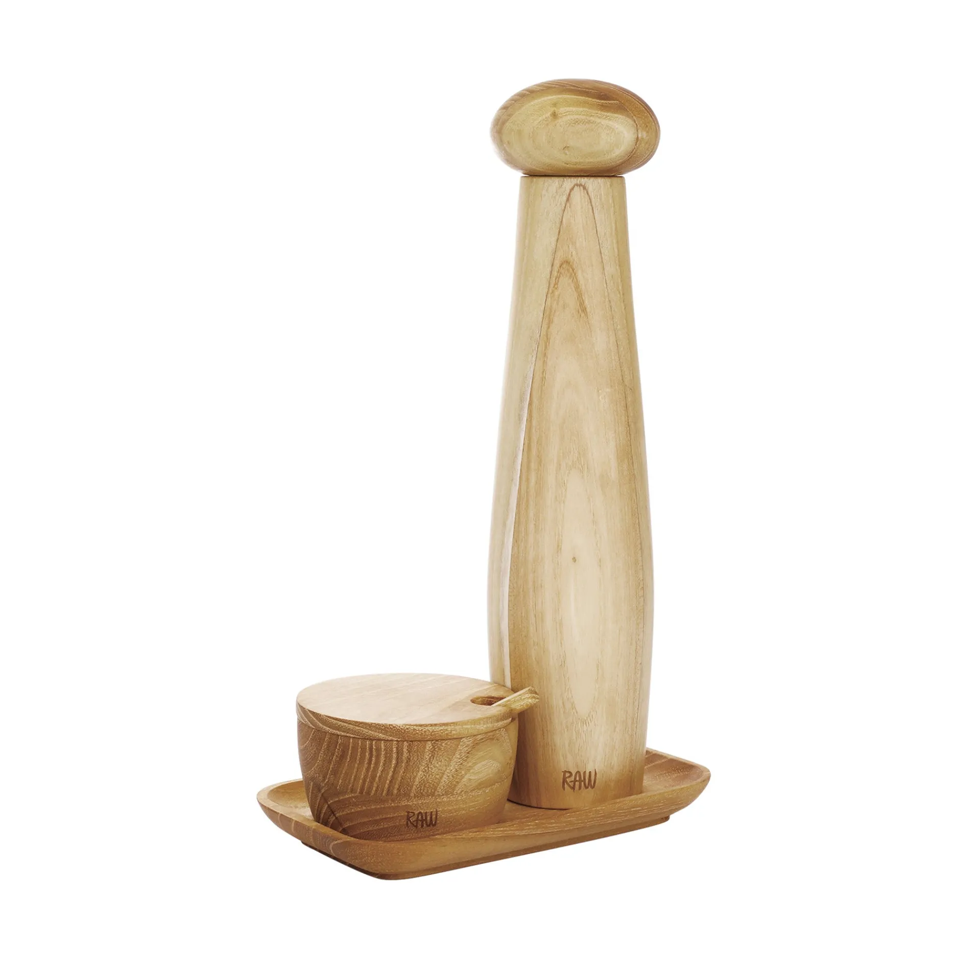 Aida Salt & Peber-RAW peberkværn og saltkar m/bakke teak