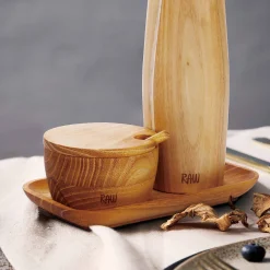 Aida Salt & Peber-RAW peberkværn og saltkar m/bakke teak