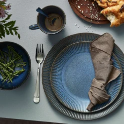 Aida Tilbud|Stel-Relief frokosttallerken Ø22 cm stentøj blå