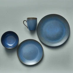 Aida Tilbud|Stel-Relief frokosttallerken Ø22 cm stentøj blå