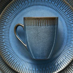 Aida Tilbud|Stel-Relief middagstallerken Ø27 cm stentøj blå