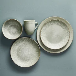 Aida Tilbud|Stel-Relief suppetallerken Ø22 cm stentøj grøn