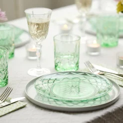Lyngby Glas Tilbud|Stel-Sorrento glastallerken 4 stk grøn