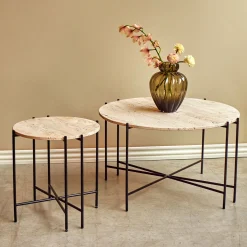 Furniture by Sinnerup Sofaborde-Viola IIII sofabord i travertine Ø60 cm